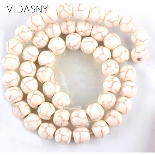 Howlite Stone Beads For Needlework Jewelry Making 4 6 8 10 12mm Round Loose Stone Beads Diy Necklace Bracelet Accessories 15
