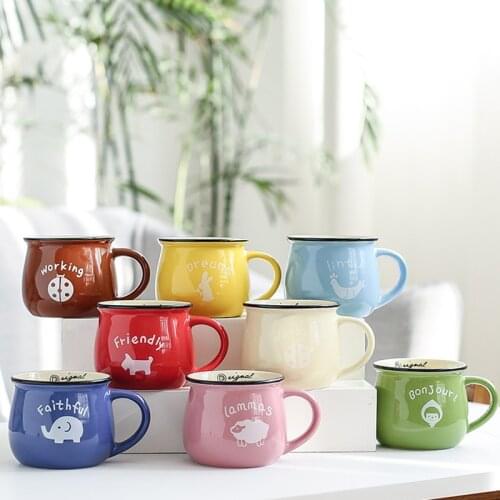 Mug Cute Cartoon Coffee Breakfast Large Capacity Water Glass Milk Cup Creative Elephants Sheep Ceramic Coffee Cup