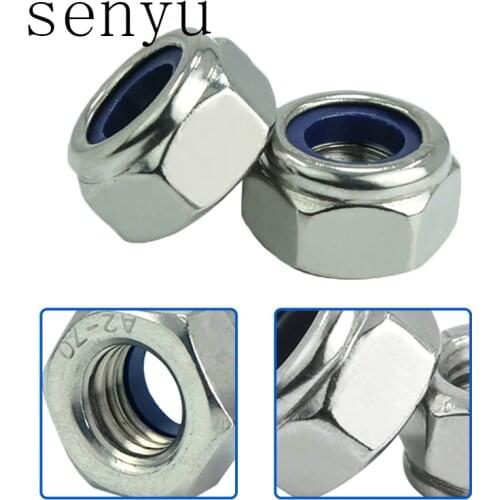 Luchang 100Pcs M3 M4 M5 M6 M8 Stainless Steel Metal Steel Self-locking Nut Lock Nut Locknut Slip Hex Nut