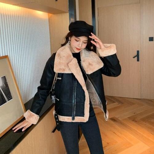 LWAIXS Women's Leather Jackets With Fur