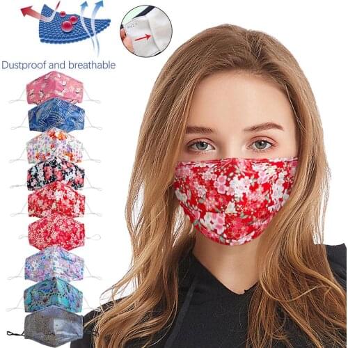 Fashion Washable Face Masks For Women Flower Designer Fabric Masques Reusable Adult Anti-dust Protec Mascarillas Party Decor