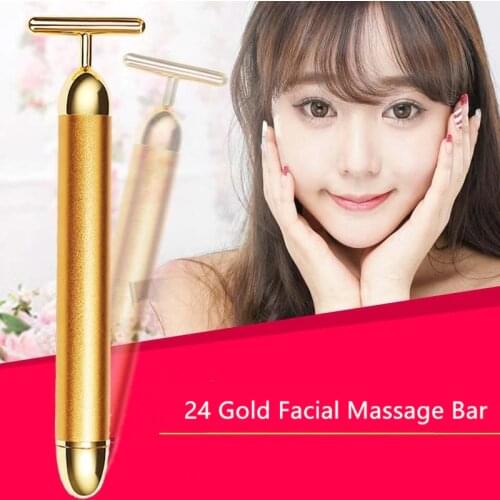 Face Massage 24K Gold Beauty Bar Electric V-Face Double Chin Lift Up Facial Lifting Slimming Beauty Tool Eye Relax Massage