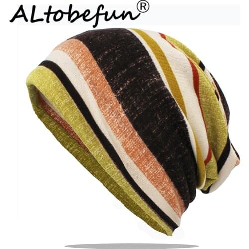 ALTOBEFUN Fashion Women Winter Autumn Hat Adult Teenager Girl Thin Multifunction Skullies Beanies Men Scarf Vintage Cap AHT180