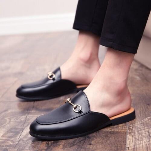 Beach Sandals Men Leather Slippers Men Male Slipper Mens Beach Shoes Summer Loafers Driving Fashion Casual Shoe Walking