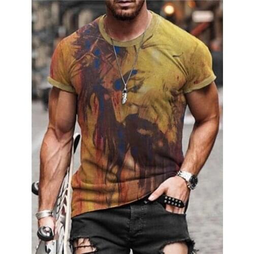 New mens T shirt, 3D printed T-shirts, oversized summer breathable fitness sportswear