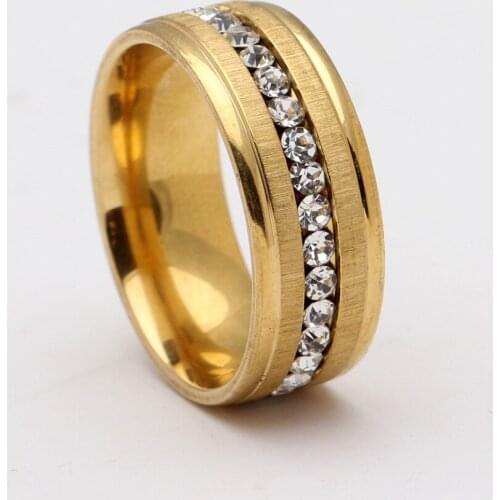 Wedding Ring For women Fashion Jewelry Gold /Silver color Cubic Zirconia Eternity 316L Stainless Steel Rings