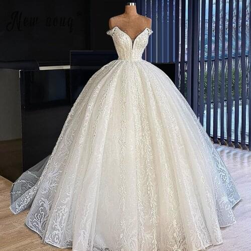 Princess Wedding Gown Sweetheart Beaded Ball Gown Lace Strapless Robe de mariee Arabic Vestido De Novia Plus Size