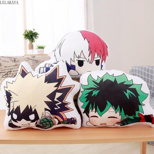 Cartoon Anime My Hero Academia Bakugou Katsuki Todoroki Shouto Midoriya Izuku Plush Pillow Toys Stuffed Cushion Keychain Pendant