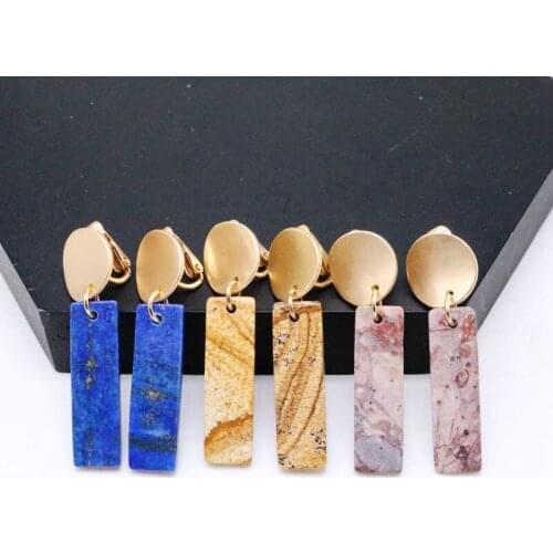 Rectangle Stone Sweet Clip Earring