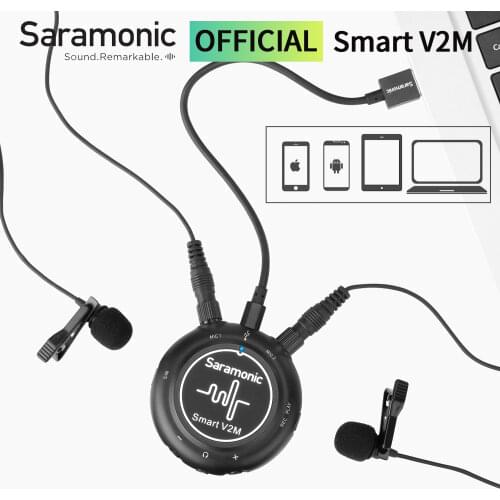 Saramonic Smart V2M Ultra-Portable Audio Interface with Two Omnidirectional Lavaliers for Lightning (iPhone & iPad), Android