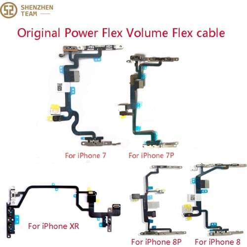 SZteam ORIGINAL Power Flex Volume Flex cable for iPhone 7 7G 7P 8 8G 8P XR with metal parts original new with Metal Repair Parts