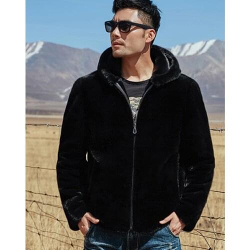 Large size zipper lapel North American fur mink coat mens imitation fur coat winter new thickening faux fur coat fur coat