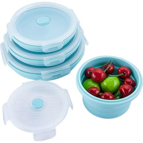 350ML Silicone Folding Lunch Box Rectangular Crisper Refrigerator Fresh-keeping Sealed Box Microwave Lunch box