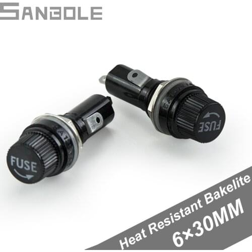 6*30 Glass Fuse Holder Black 15A 125V High Temperature Resistance Bakelite Insurance Tube Fuse Fuse Seat 15A (10PCS)