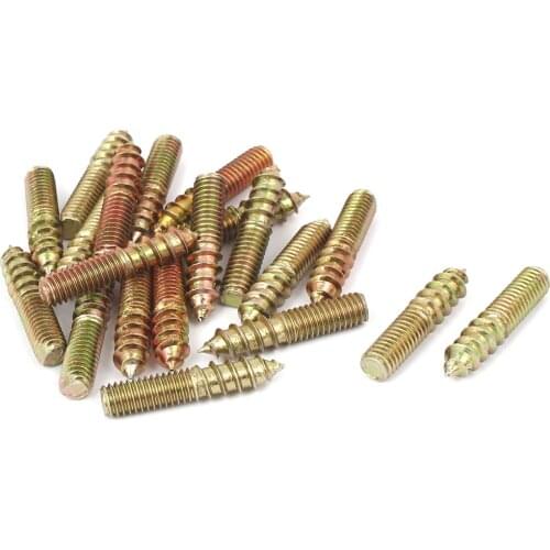 UXCELL 20Pcs/lot M6x30mm Bronze Tone Metal Double End Thread Self Tapping Screw Bolt Stud Fastener Furniture Accessory
