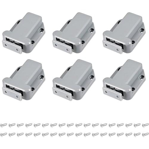 Uxcell Push Open Latch Rebound Self-Locking Door Touch Catch Lock for Bedroom Cabinet Cupboard Drawer Gray 6pcs