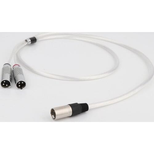 X402EL11Cores OCC Silver Plated Audio Cable 4-Pin XLR Male to 2x 3-Pin XLR Male Balanced Plug