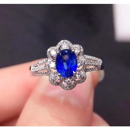 Y409 Blue Sapphire Ring 1.05ct Real Pure 18 K Natural Blue Sapphire Gemstone 18 k Gold Diamonds Stone Female Ring