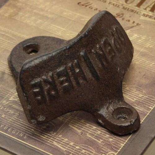 100pcs Open Here Wall Mounted Retro Beer Bottle Opener Corkscrew Home Kitchen Bar Supplies LX7913