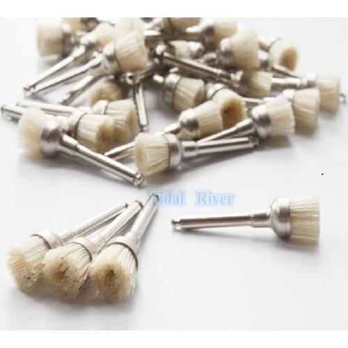 100/Pcs Dental Polishing Brush Latch Type Flat White Bristle Prophy Bowl Brush Dental Tools
