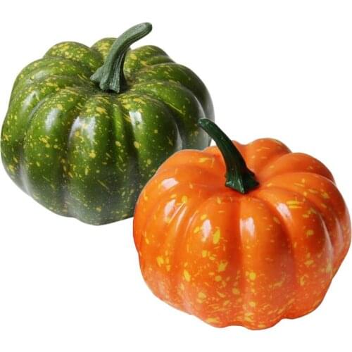 2PCS Artificial Pumpkins Decorative Bright Color Fake Vegetables Simulation Pumpkins For Home Decorations