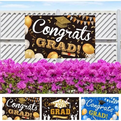 2021Graduation Season Party Decoration Banner Graduation Party Background Cloth Banner 4-corner Copper Ring No Flagpole180x110cm