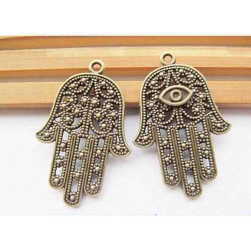 30pcs Vintage Heavy Antique Silver/Antique Bronze Filigree The hand of Fatima Hamsa with Eye Pendant Charm/Finding,fit cabochon