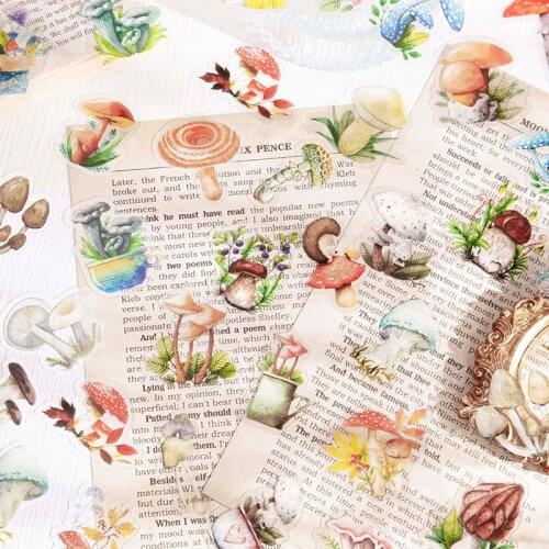 45Pcs/Bag Vintage Mushroom Market Series PET Sticker Package DIY Diary Journal Decoration Sticker Album Scrapbooking