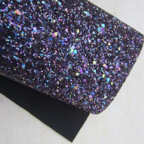 A5 Sheet 15cmX21cm Deep Purple 3D Mix Chunky Glitter Fabric Leather Faux PU leather For craft Sewing bow DIY 1pieces F0033