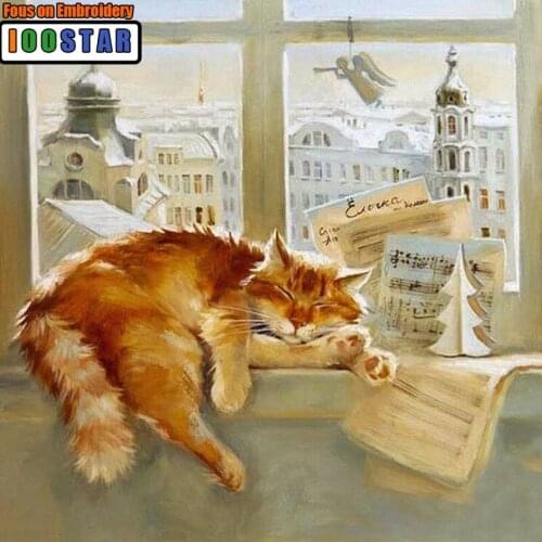 5D Diy Diamond Painting Window sill cat Full Square/Round Diamond Embroidery Mosaic Cross Stitch Rhinestone Home Decor