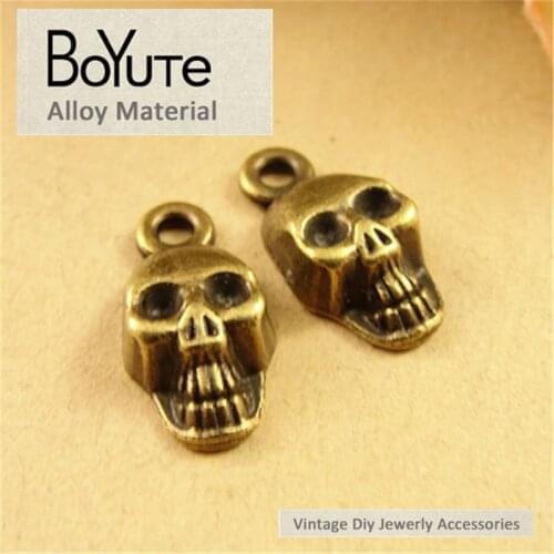BoYuTe (100 Pieces /lot) 11*8MM Antique Bronze Plated Zinc Alloy Materials Skull Charms Diy Jewelry Accessories Wholesale