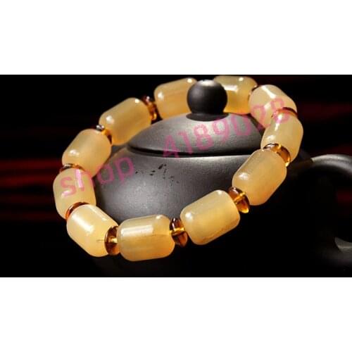 Natural Tibetan sheep horn bucket shaped beads bracelet, horn carving crafts accessories