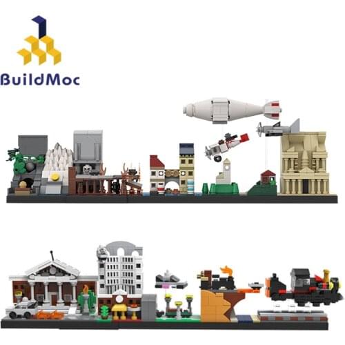 Buildmoc Movie Archeology Adventure Indiana-Jonesing Classic Trilogy Raiders-Lost Ark Skyline Architecture Building Blocks Toys