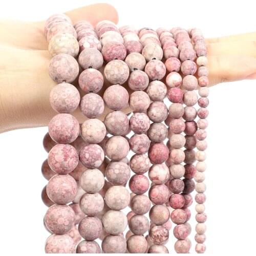 Matte Chrysanthemum Veins Natural Stone Bead Round Loose Spacer Bead For Jewelry Making DIY Charm Bracelet Necklace 6/8/10/12MM