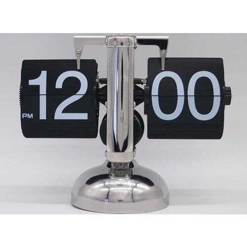 Small Balance Engraved Automatic Page Turning Clock Living Room Retro One-leg Flip Clock Classic