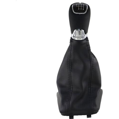 Chrome & Leather Car Shift Gear Knob Lever Gaitor Boot Cover For Skoda Octavia A7 MK3 2014-2017 decoration accessories