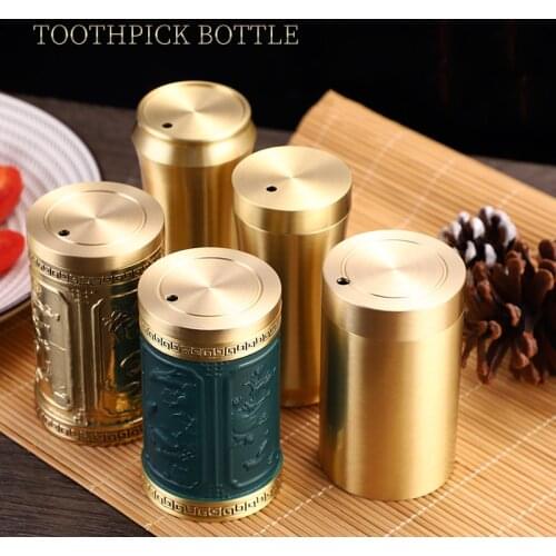 Pure Copper Toothpick Holder Creative Personality Household portable Living Room Restaurant Toothpick Jar Desktop Decoration