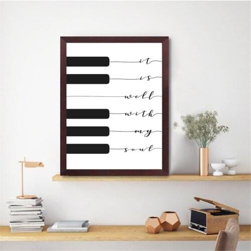 Christian Song Lyric Print It is well with my soul Music Poster Piano Keyboard Art Canvas Painting Picture Home Wall Art Decor