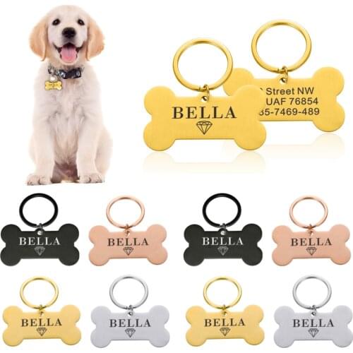 Pet ID Tags Free Engraved Personalized Cat Puppy ID Tag Pet Dog Collar Accessories Custom Dogs Anti-lost Name Tags Pendant