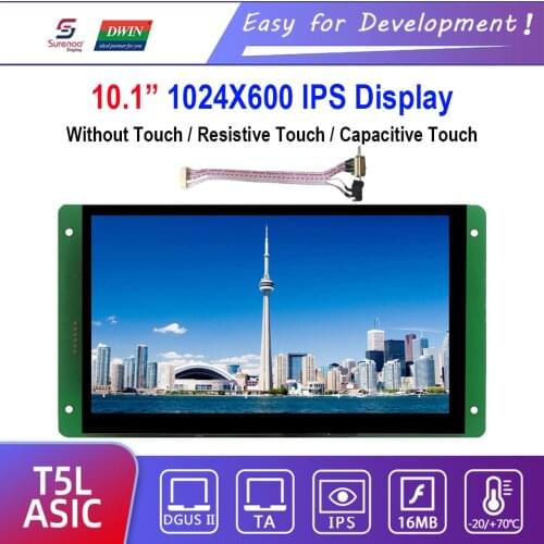 Dwin T5L HMI Intelligent Display, DMG10600C101_03W 10.1" 1024X600 IPS LCD Module Screen Resistive Capacitive Touch Panel