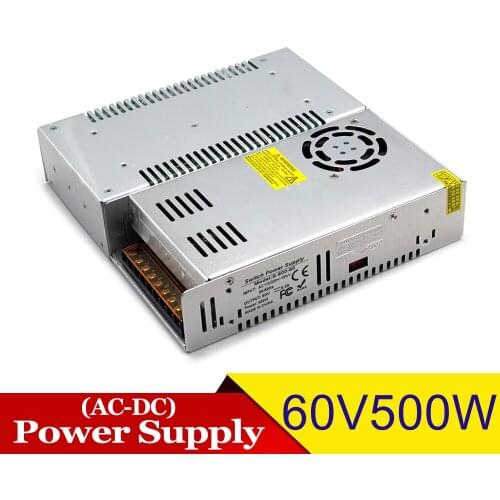 Power Supply dc 60V 8.3A 500w Power Source Driver Transformer 110V 220V AC to DC60V Power Adapter For CNC Machine DIY CCTV Motor