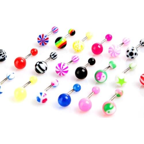 10pcs Acrylic Belly Rings Womens Fashion Piercing Navel Bars Rings Punk Body Piercing Ombligo Body Jewelry Mixd Color Steel