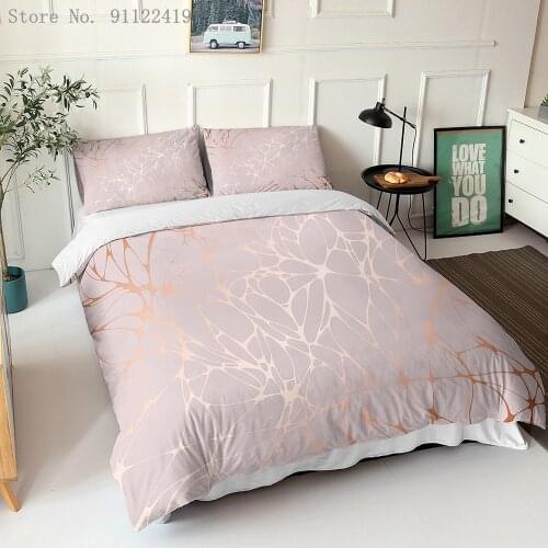 3D Print Geometric Bedding set Pink Marble Comforter Cover Single Double Full Queen Boys Girls Bed Cover Bedspread 2/3 Piece
