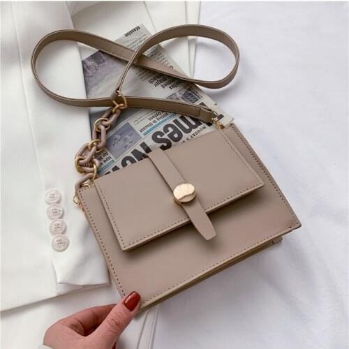 PU Leather Purses and Handbags for Women Designer Luxury Fashion Girls Female Shoppers Solid color Belt Decoration Crossbody Bag