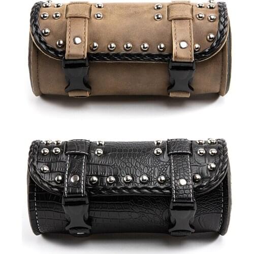 For Harley Sportster XL Touring Softail Dyna Road King Motorcycle Fork Tool Bags Storage Leather Travel Pouch Front Luggage Bag