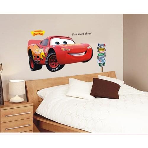 Lightning 3D Cartoom Cars Wall Decor Decals For Boy Bedroom Self Adhesive Kid Room Wallpaper Poster Mural Lightning Wall Sticker