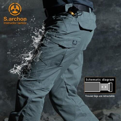 S.archon Waterproof Tactical Military Pants Men Special Army Combat Cargo Pants Multi Pocket Rip-stop
