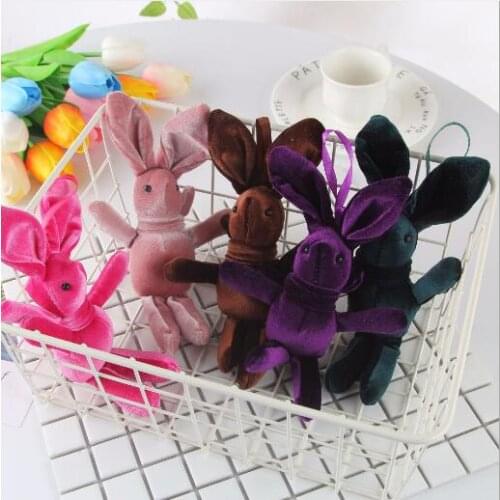 18.8*10CM Soft Mini Joint Rabbit Pendant Plush Bunny For Key Chain Bouquet Toy Doll DIY Ornaments Gifts YH1304