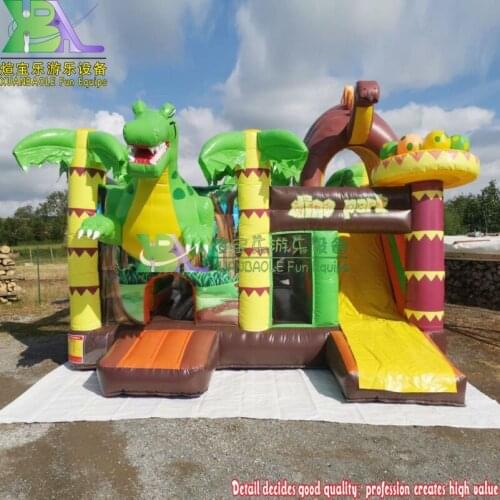 Backyard inflatable Dinosaur slide trampoline for amusement park equipment