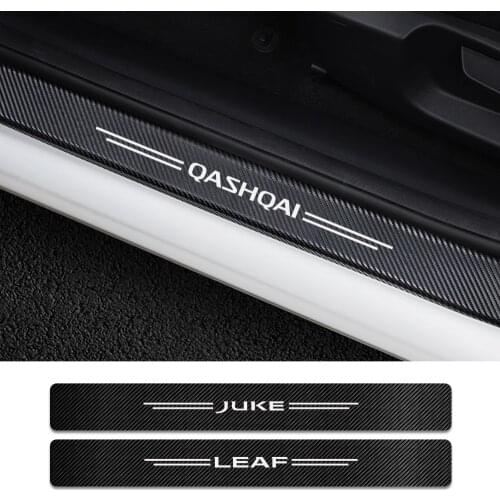 4PCS Car Door Sill Stickers For Nissan Qashqai J10 Juke Leaf Micra Sentra Patrol Maxima Murano Tiida Pulsar Altima Rogue Sylphy